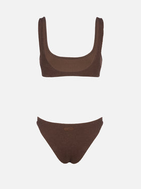 Bikini bralette froissé marron pour femme Naima Elise 