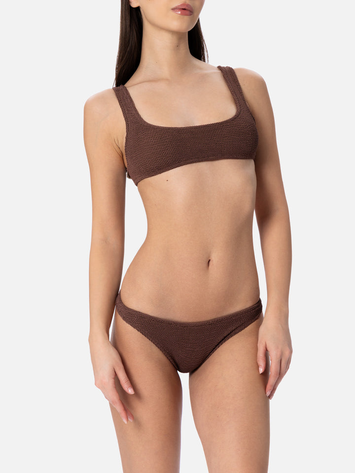 Bikini da donna a bralette marrone crinkle Naima Naomi