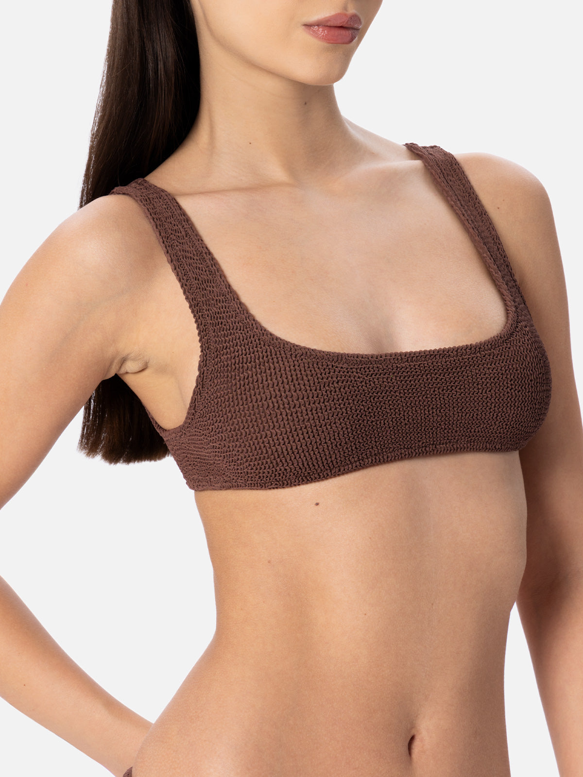 Bikini bralette froissé marron pour femme Naima Naomi 