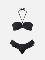 Schwarzer Bandeau-Bikini für Damen