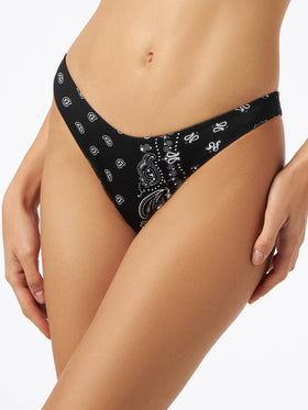 Woman cheeky swim briefs with black bandanna print - MC2 Saint Barth