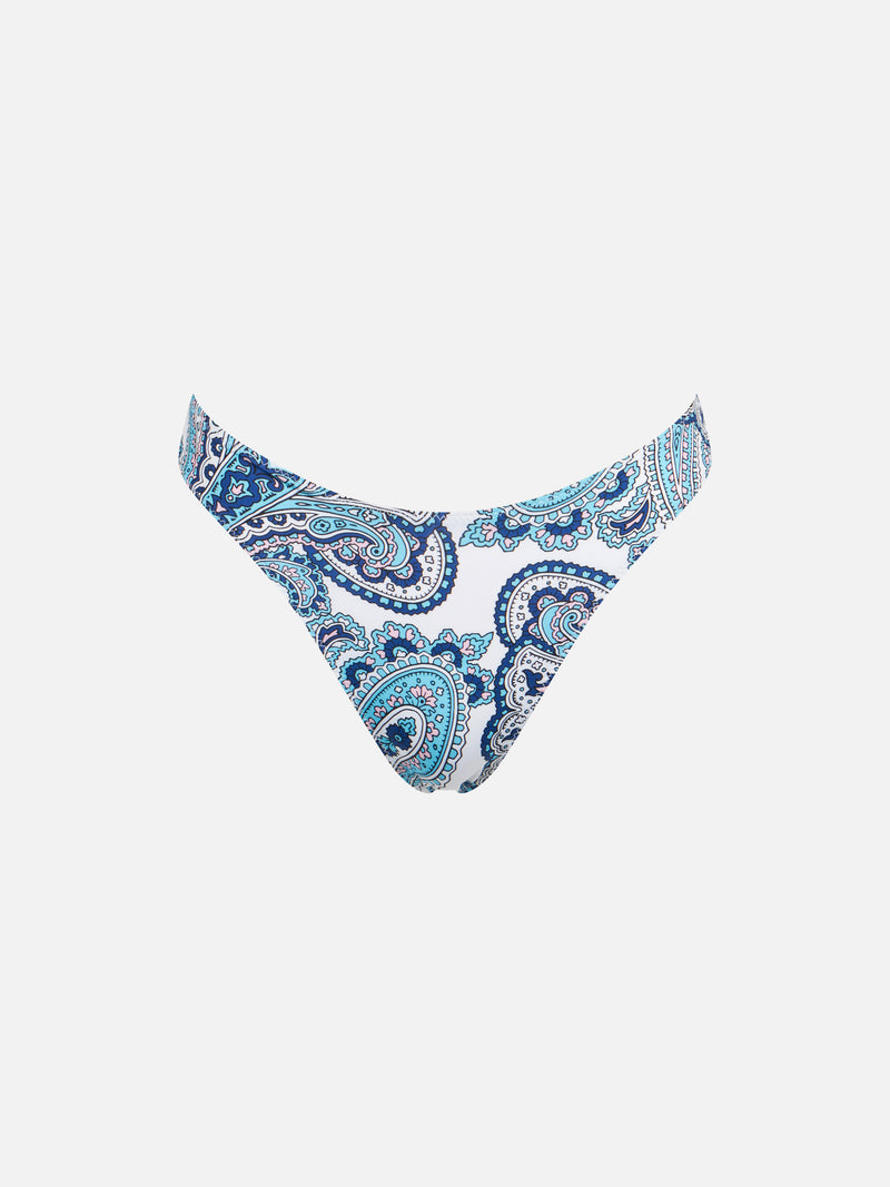 Slip da bagno da donna sgambato con stampa paisley