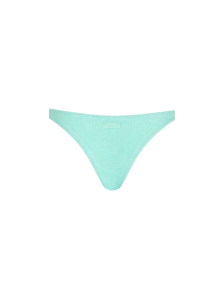 Woman sage green crinkle cheeky swim briefs Naomi - MC2 Saint Barth