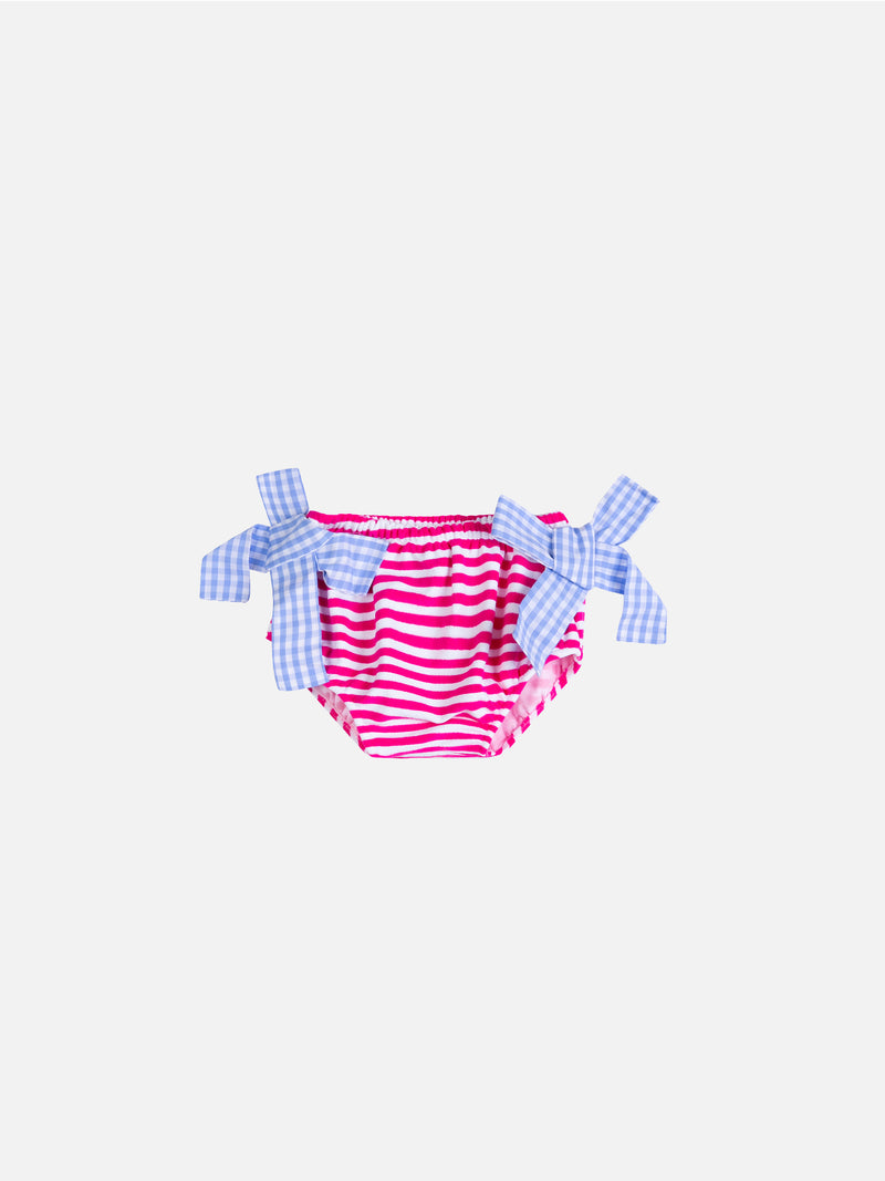 Baby girl terry swim briefs with stripes