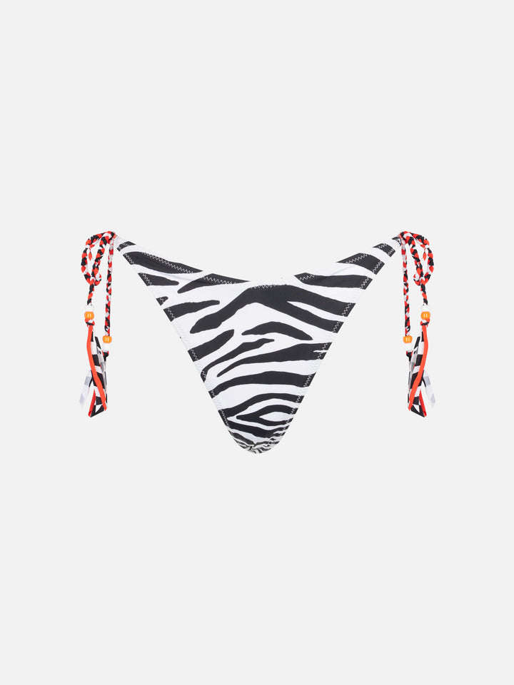 Woman cheeky swim briefs with zebra print - MC2 Saint Barth