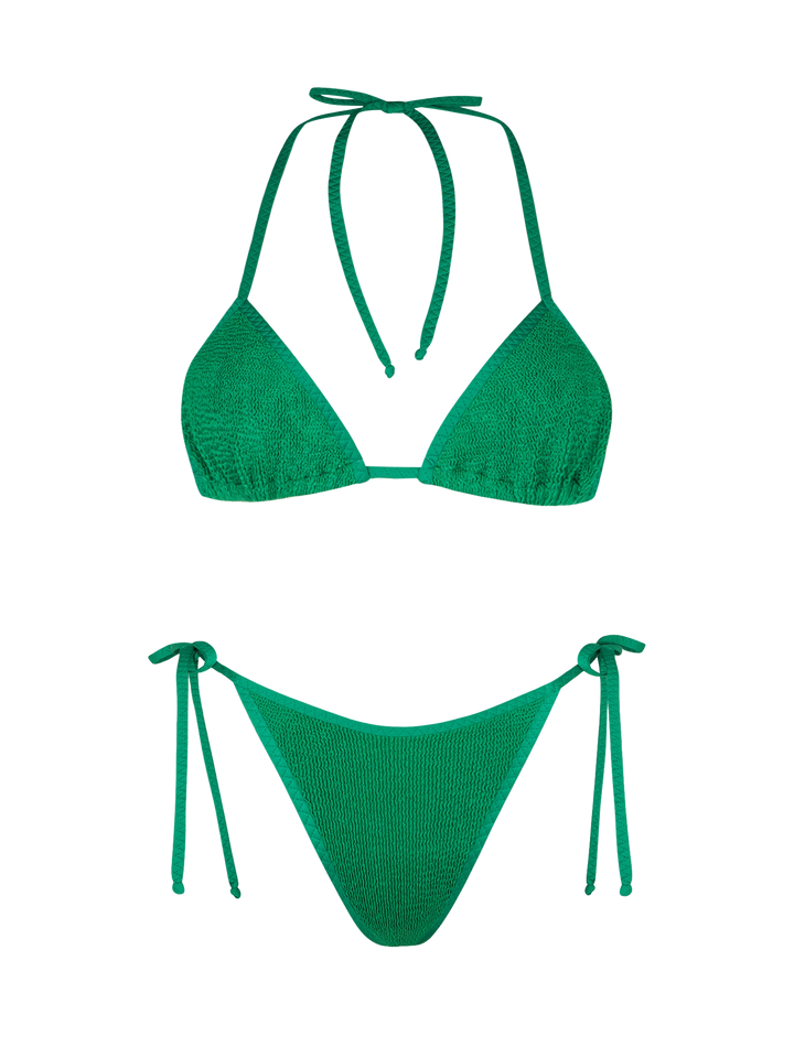 Woman green crinkle triangle bikini - MC2 Saint Barth
