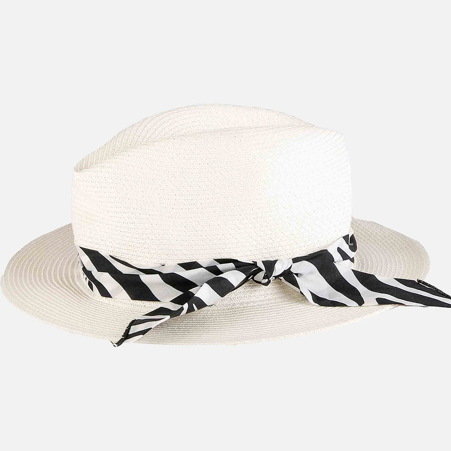 Mc2 Saint Barth Cappello in carta bianca con fascia stampa zebrata