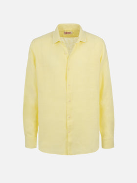 Man pale yellow linen shirt Pamplona - MC2 Saint Barth