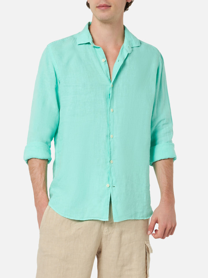 Man mint green linen shirt Pamplona - MC2 Saint Barth