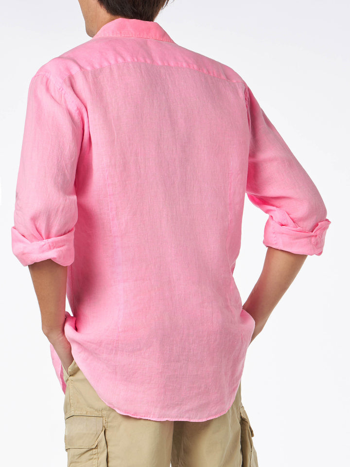 Man water color fluo pink linen Pamplona shirt - MC2 Saint Barth