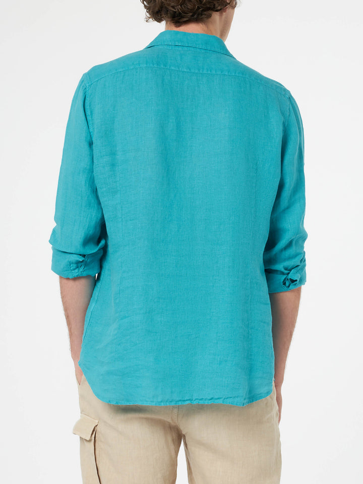 Man teal linen shirt Pamplona - MC2 Saint Barth