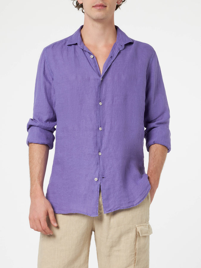 Mc2 Saint Barth Camicia da uomo viola in lino Pamplona