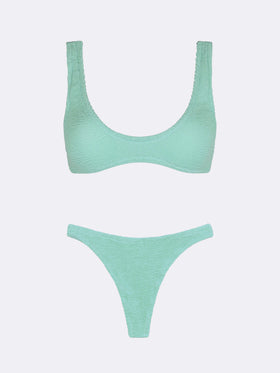 Pamy Naomi crinkle fabric bralette bikini in sage green