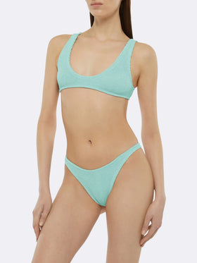 Pamy Naomi crinkle fabric bralette bikini in sage green