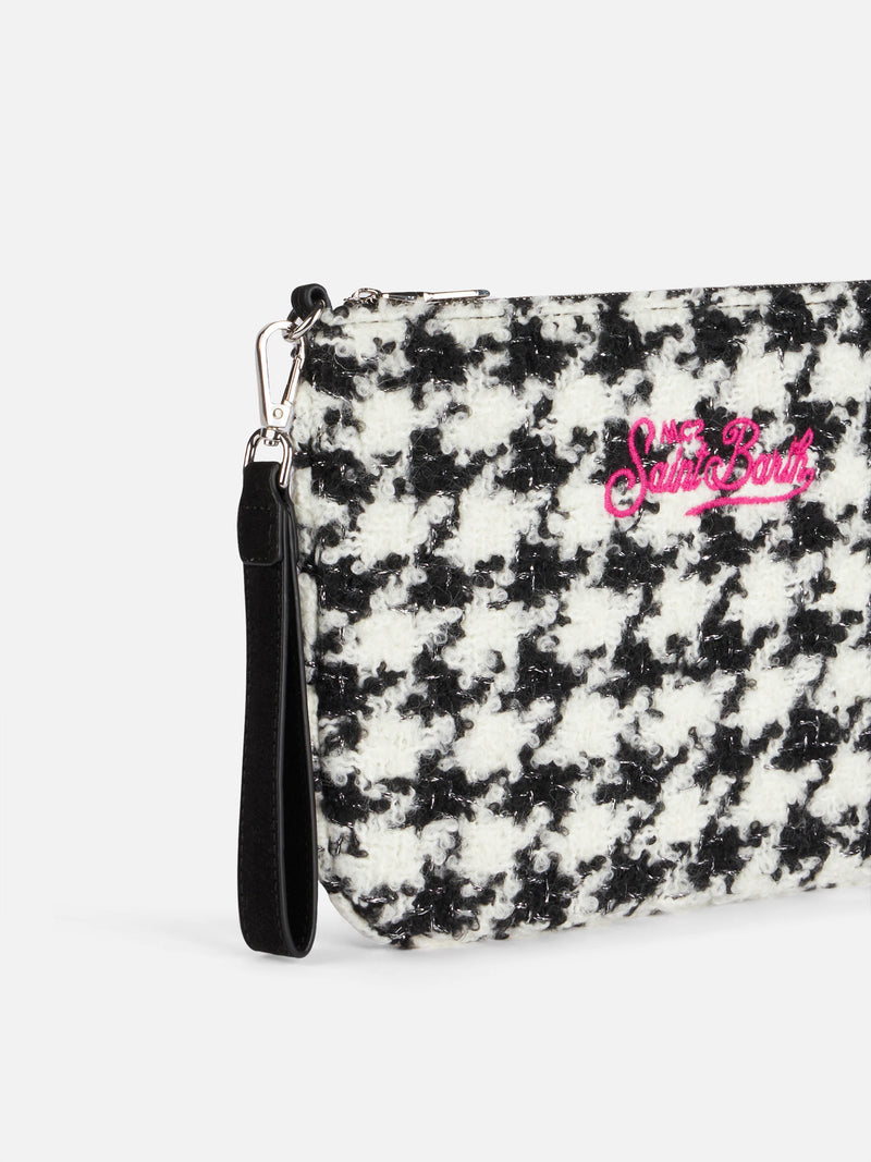 Borsa a tracolla - pochette Parisienne con motivo pied de poule in lurex