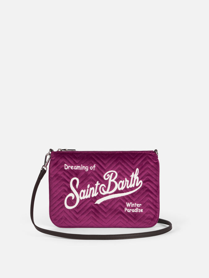 Mc2 Saint Barth Pouch a tracolla Parisienne sherpa in velluto trapuntato fucsia