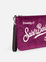 Samtstepp-Umhängetasche Parisienne Clutch aus Sherpa in Fuchsia 