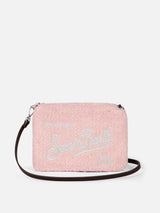 Parisienne pink knit boucle cross-body pouch bag