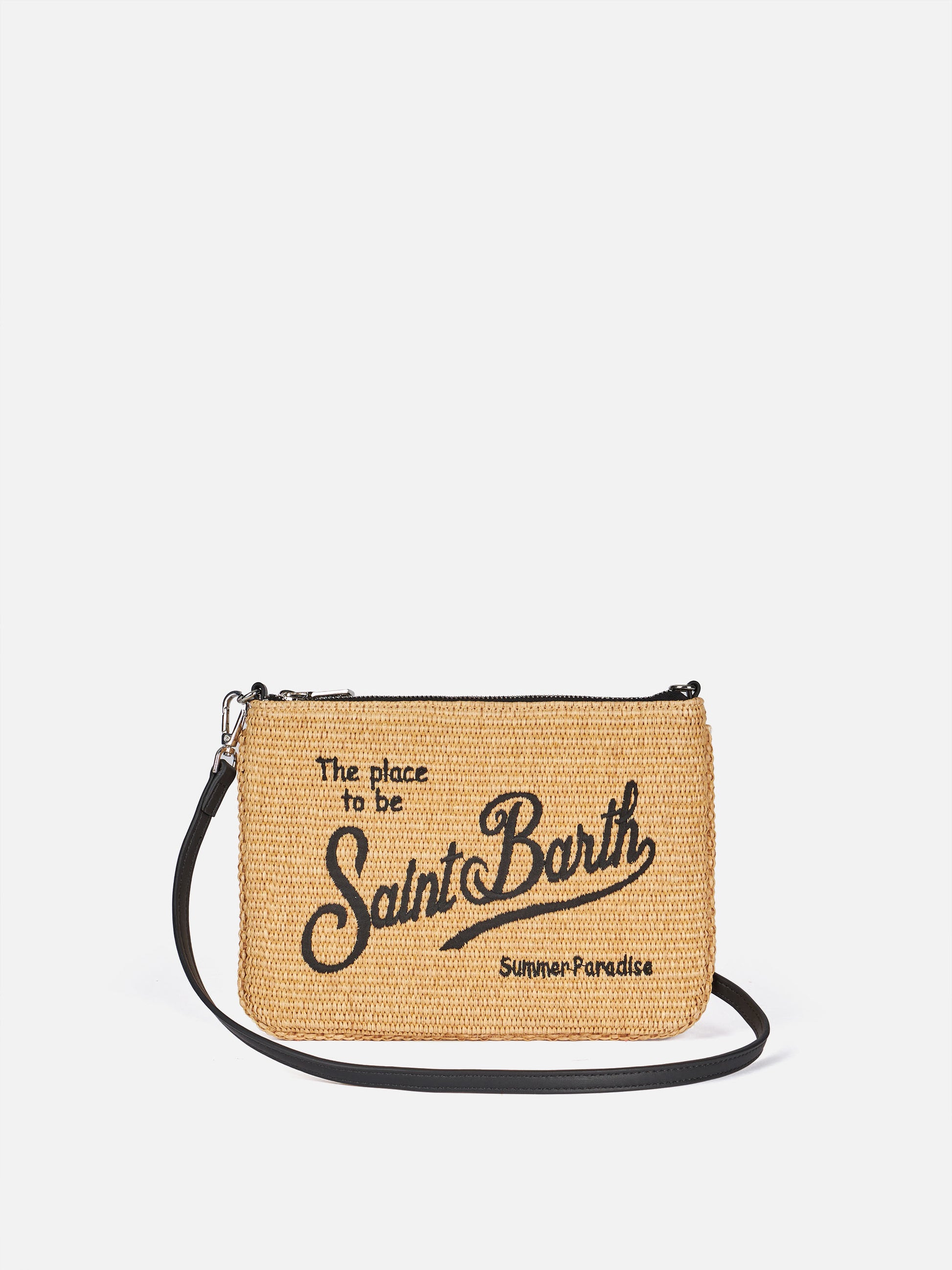 Parisienne Straw effect pouch bag with black details - MC2 Saint Barth
