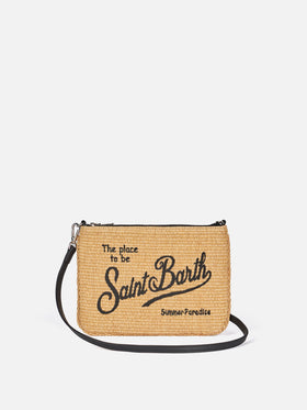 Parisienne Straw effect pouch bag with black details - MC2 Saint Barth