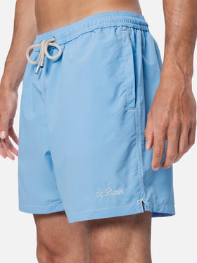 Sky blue mid-length swim shorts Patmos - MC2 Saint Barth