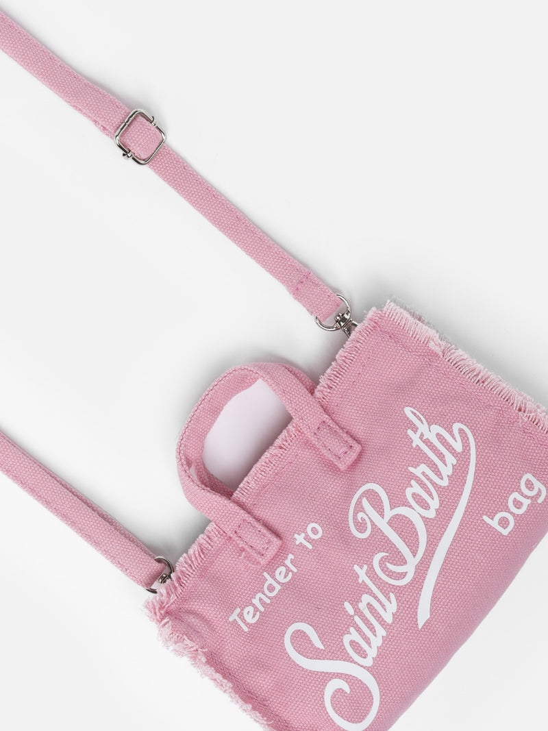 Pink cotton canvas Phone Bag