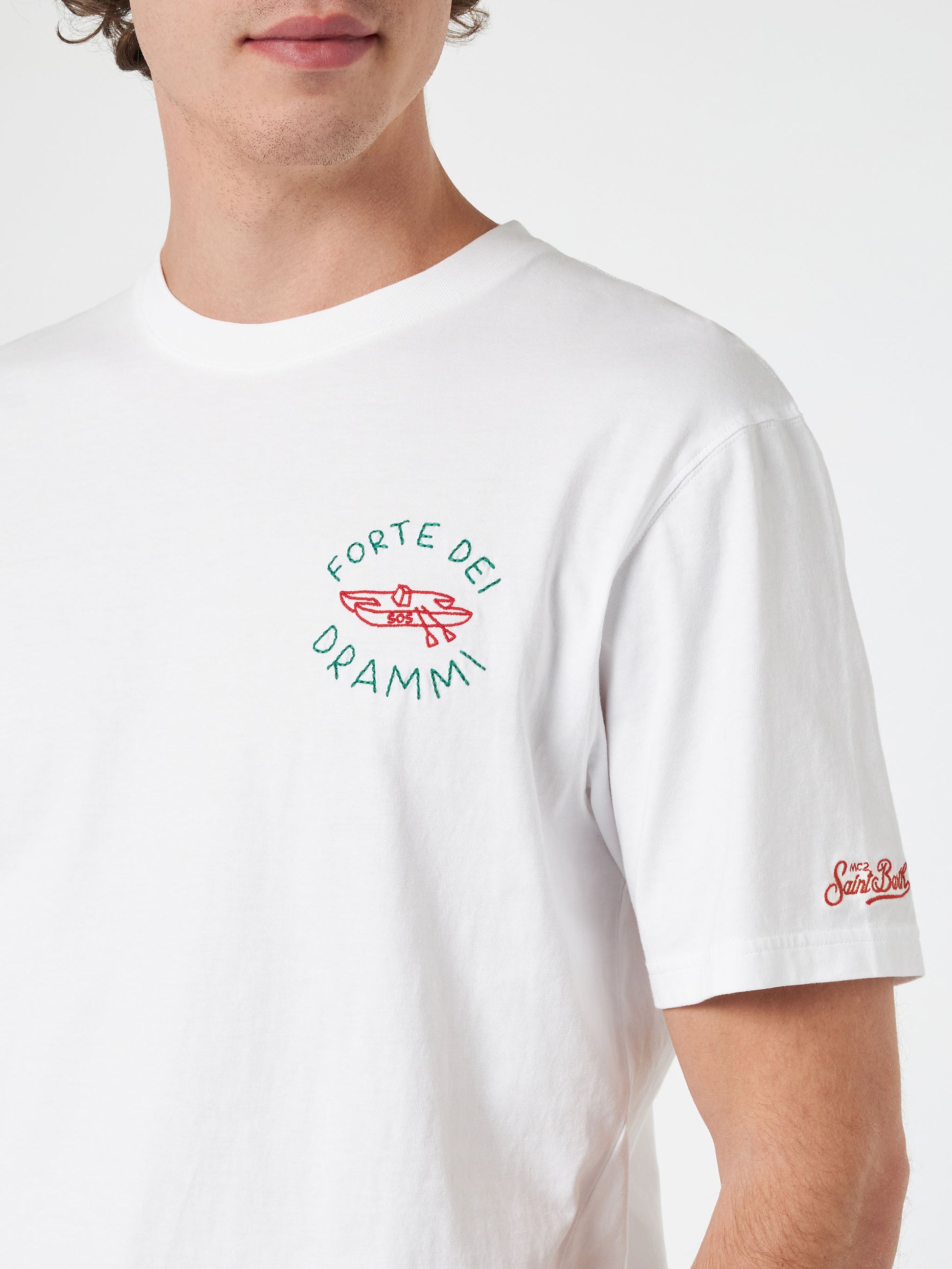 Man classic fit cotton jersey t-shirt Portofino with Forte dei Drammi embroidery | INSULTI LUMINOSI SPECIAL EDITION - MC2 Saint Barth