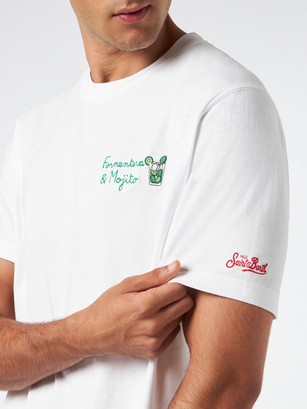 T-shirt da uomo in cotone con ricamo Formentera & Mojito