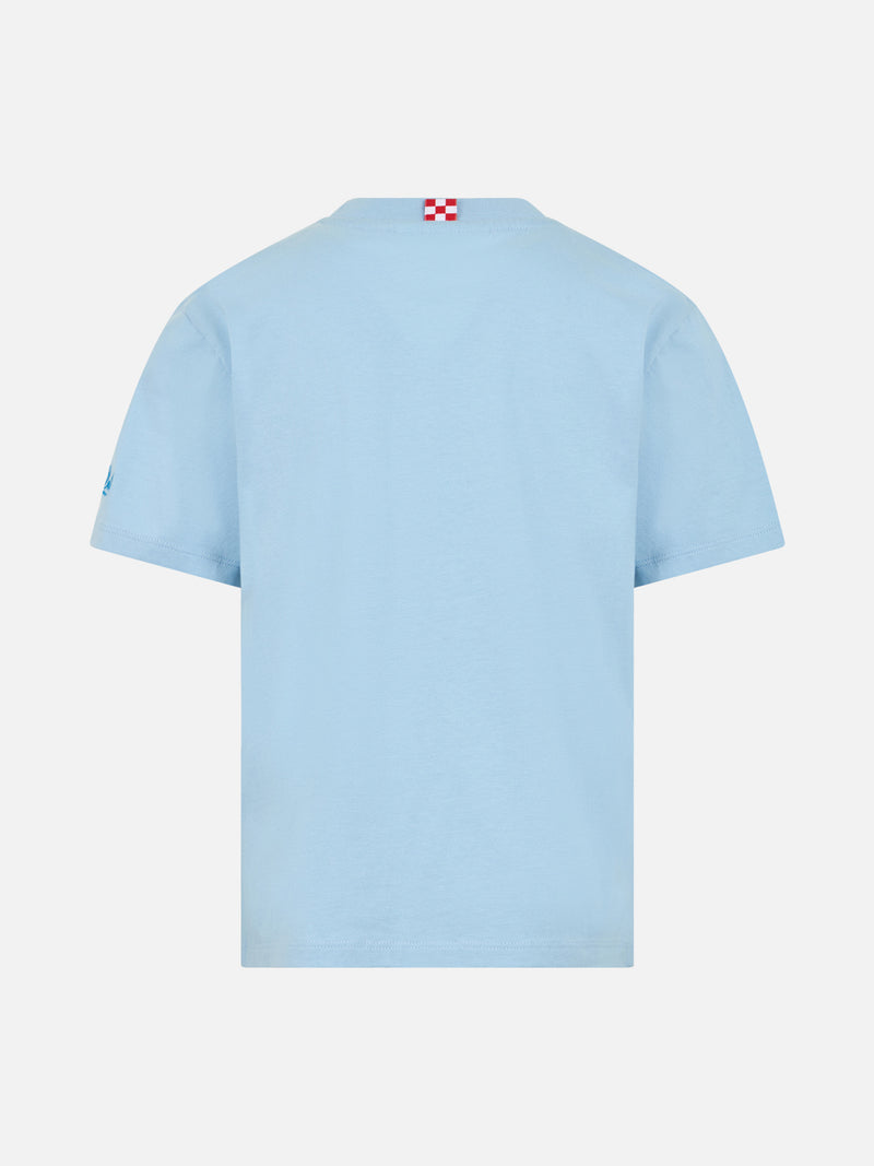 Jungen-T-Shirt aus Baumwolljersey Portofino Jr mit Stai calmo lo dici al mare-Stickerei