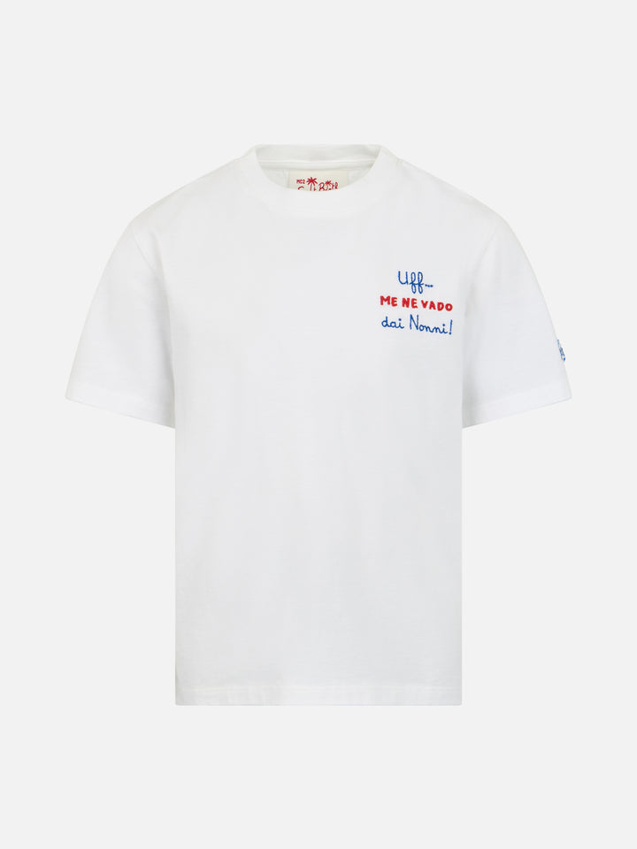 Boy cotton jersey t-shirt Portofino Jr with Me ne vado dai nonni embroidery - MC2 Saint Barth