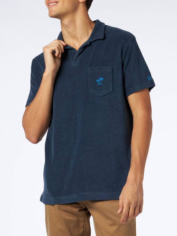 Man terry navy blue polo