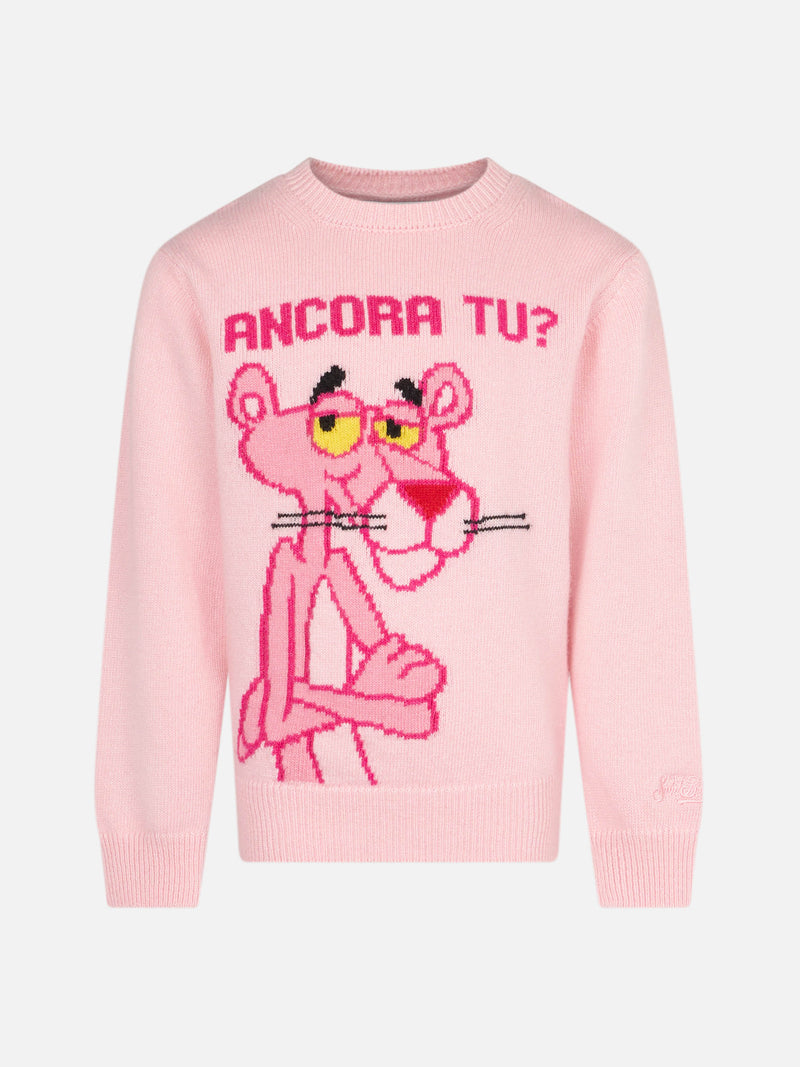 Rosa Pullover für Mädchen mit Rundhalsausschnitt und Pink Panther Ancora Tu? Drucken | DIE PINK PANTHER SONDEREDITION