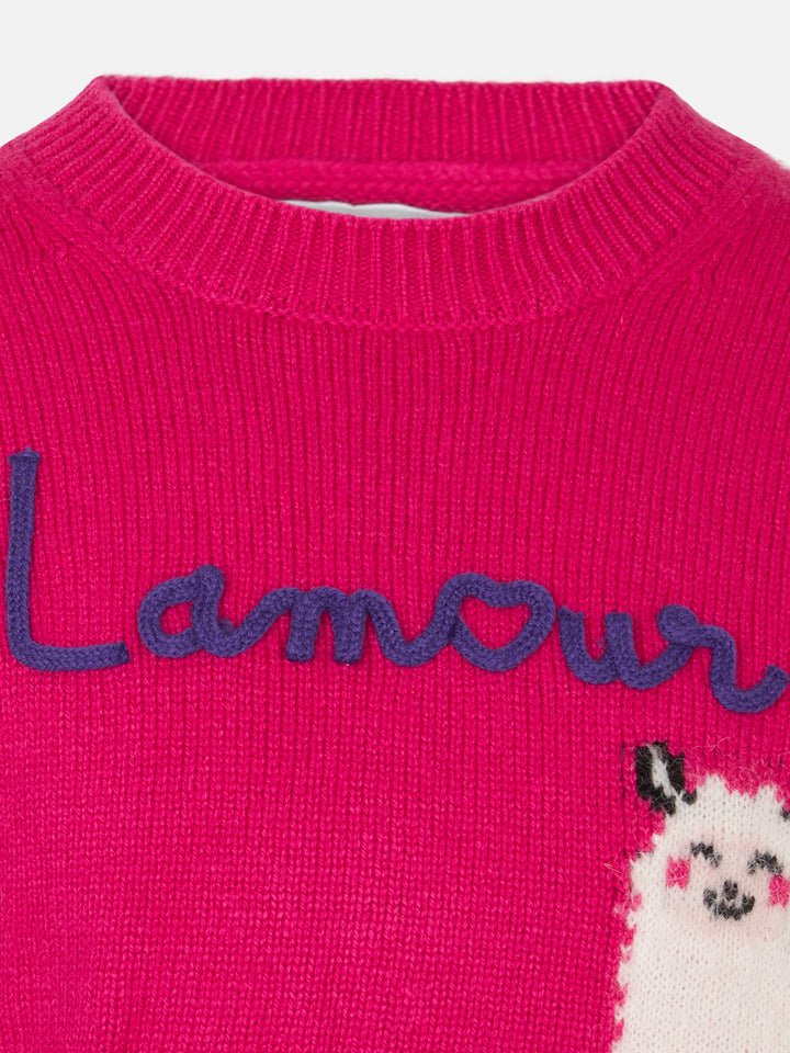 Girl crewneck sweater with L'Am<3ur embroidery - MC2 Saint Barth