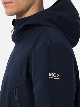 Man navy blue 3-layers hooded jacket Parson - MC2 Saint Barth