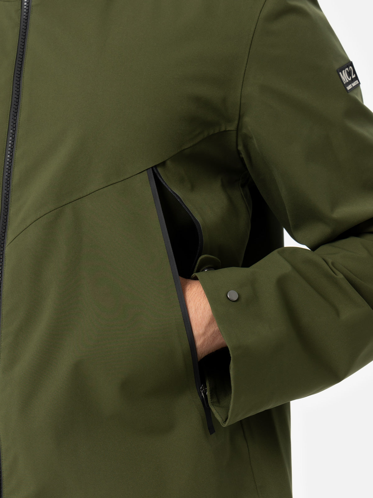 Man military green 3-layers hooded jacket Parson - MC2 Saint Barth