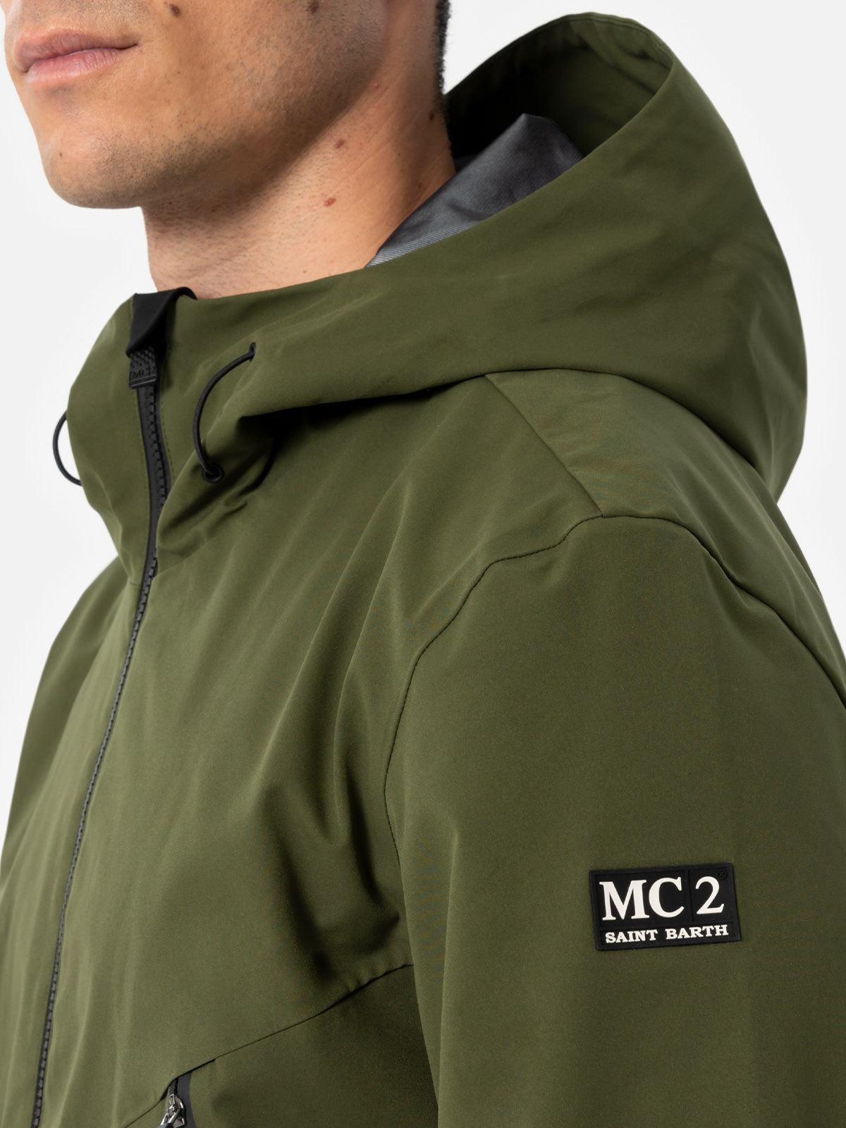 Man military green 3-layers hooded jacket Parson - MC2 Saint Barth