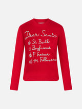 Maglia da donna garzata con ricamo lista Dear Santa