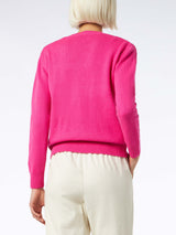 Damen-Pullover in Fluo-Rosa mit Rundhalsausschnitt und Stickerei „Non Sarà un'Avventura“ | NIKI DJ SONDEREDITION