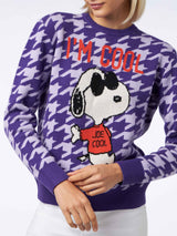 Maglia da donna girocollo pied de poule con stampa Snoopy | EDIZIONE SPECIALE SNOOPY PEANUTS™