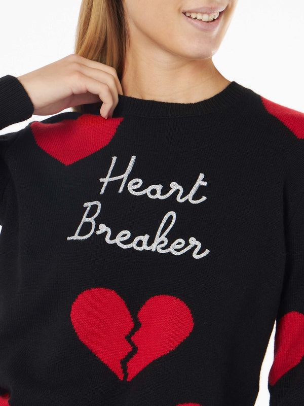 Damenpullover mit Rundhalsausschnitt und „Heart Breaker“-Stickerei