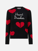 Damenpullover mit Rundhalsausschnitt und „Heart Breaker“-Stickerei