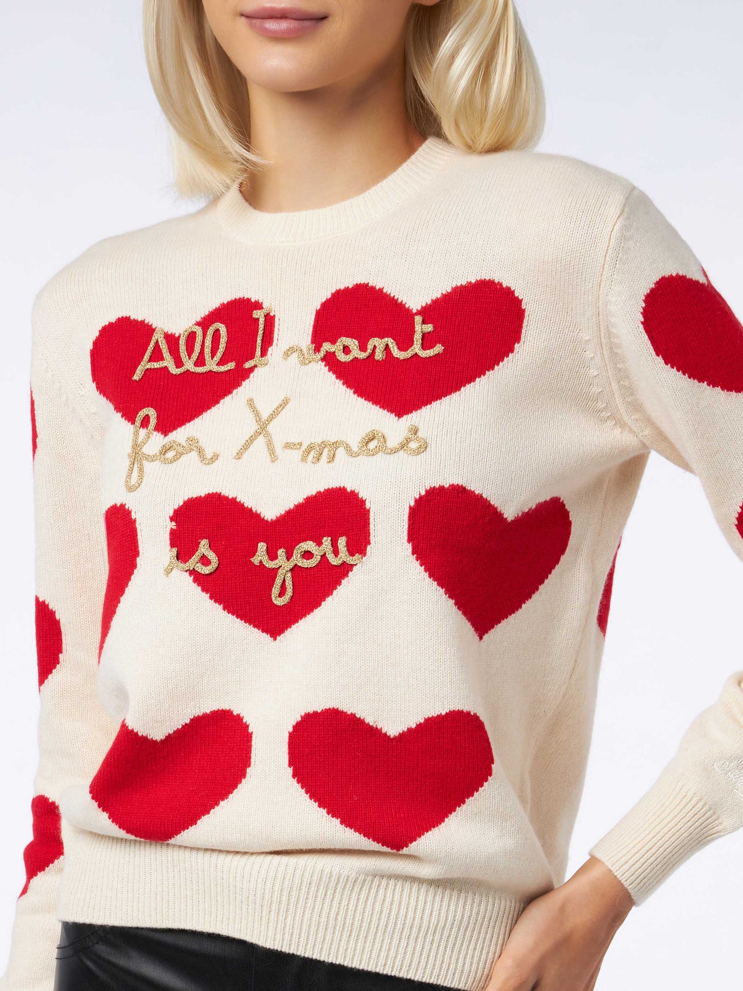 Woman crewneck sweater with All I Want for Xmas is You embroidery - MC2 Saint Barth