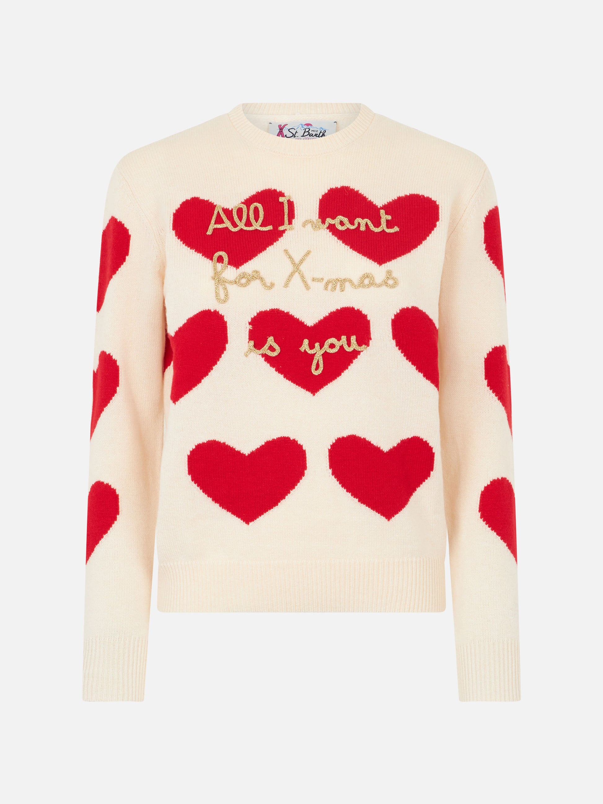 Woman crewneck sweater with All I Want for Xmas is You embroidery - MC2 Saint Barth