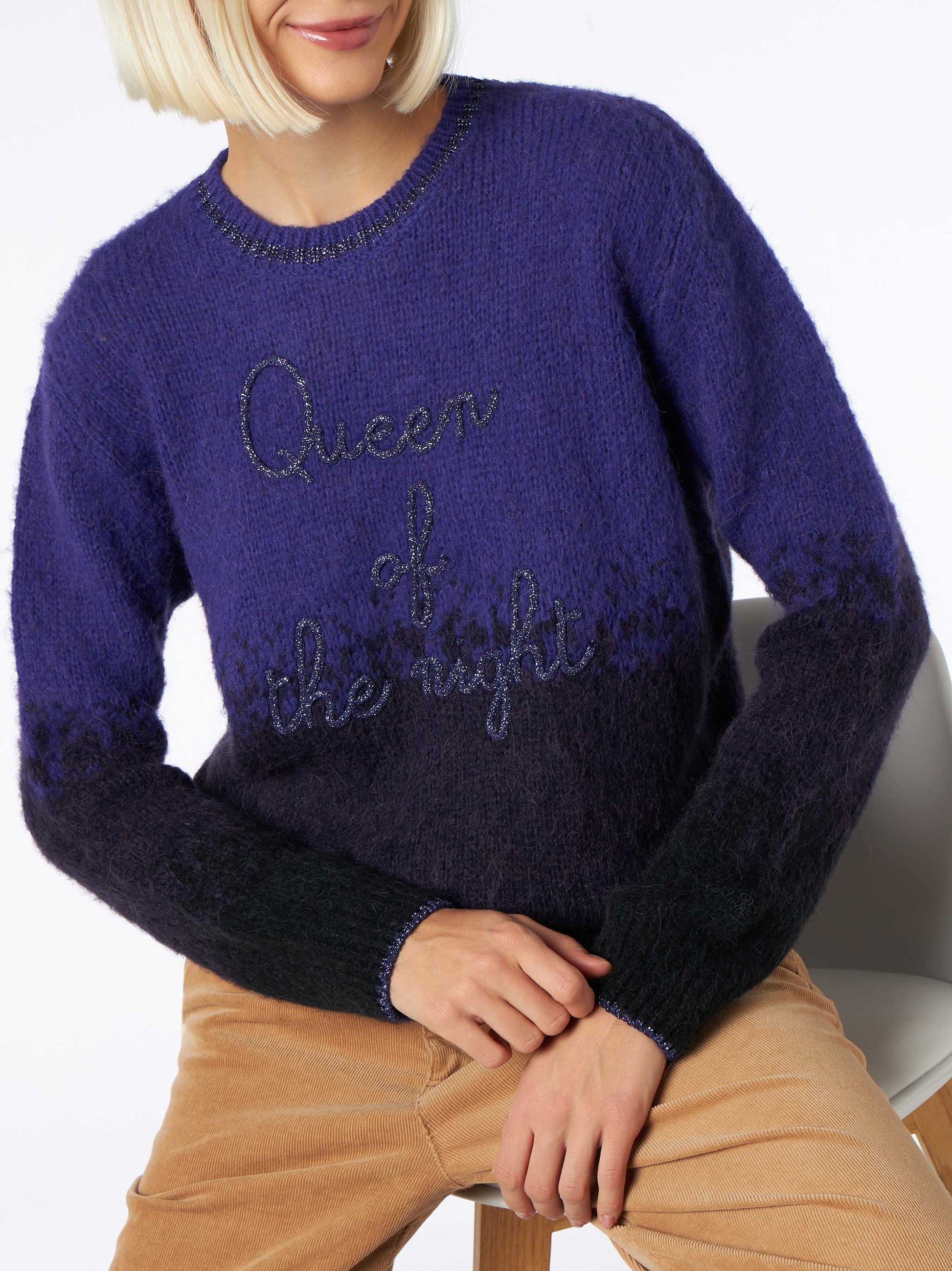 Woman crewneck soft sweater with Queen of the Night embroidery - MC2 Saint Barth