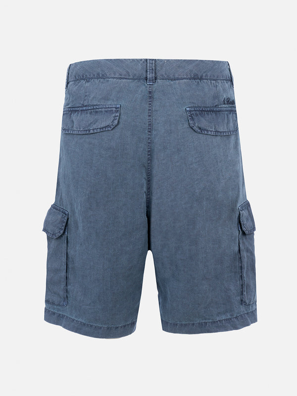 Man navy blue linen bermuda shorts Rodi