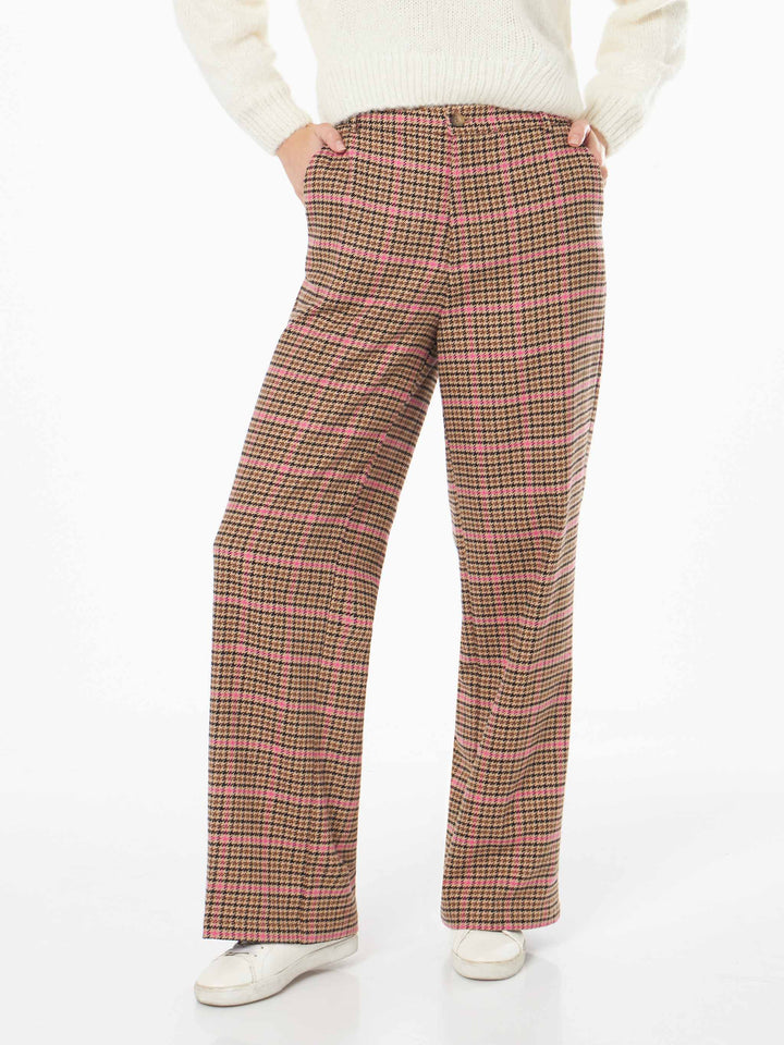 Woman palazzo pants with pied de poule print - MC2 Saint Barth