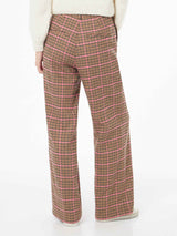 Woman palazzo pants with pied de poule print