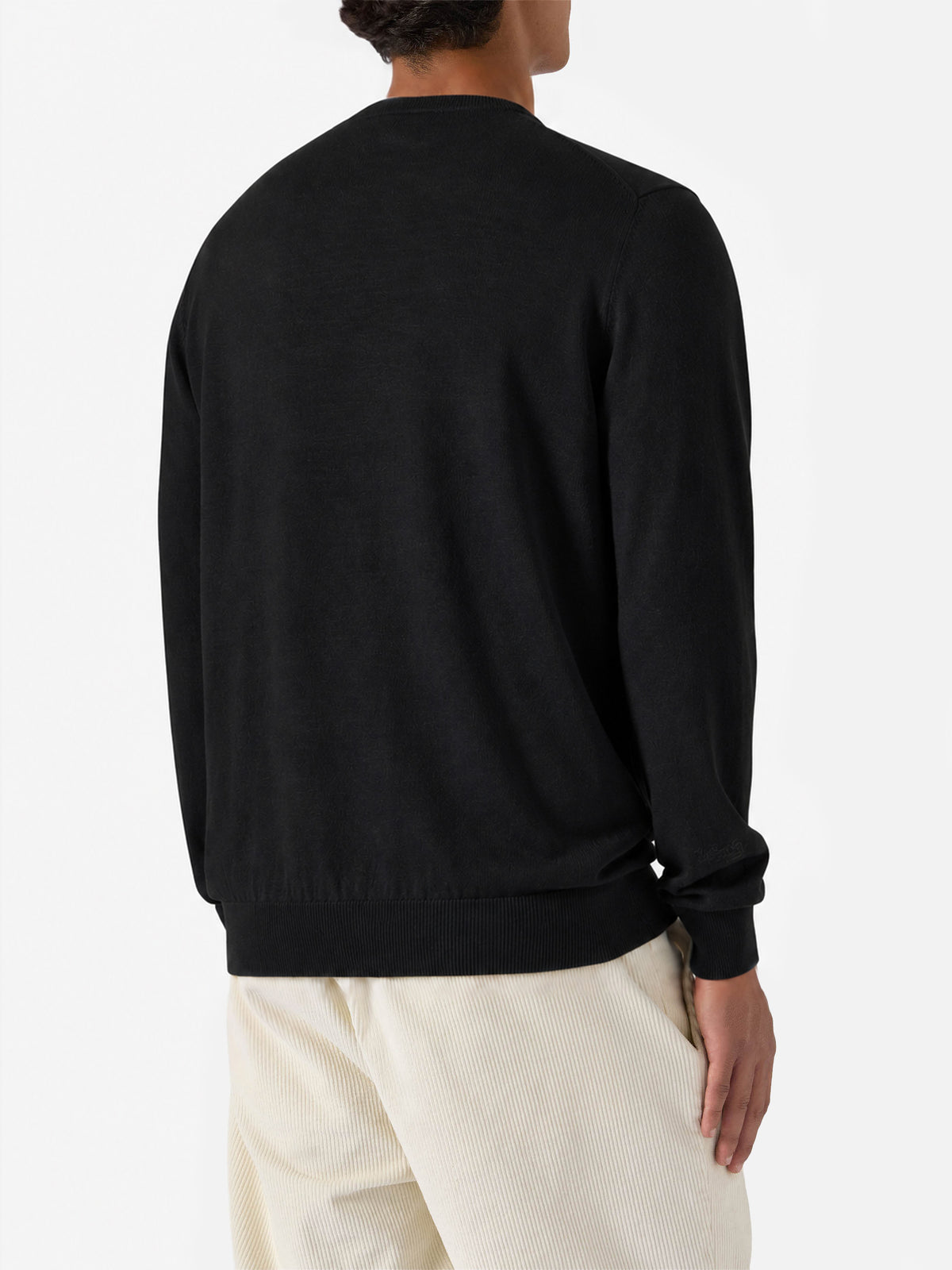 Regent Rundhalspullover aus 100 % schwarzer MERINO WOOL 
