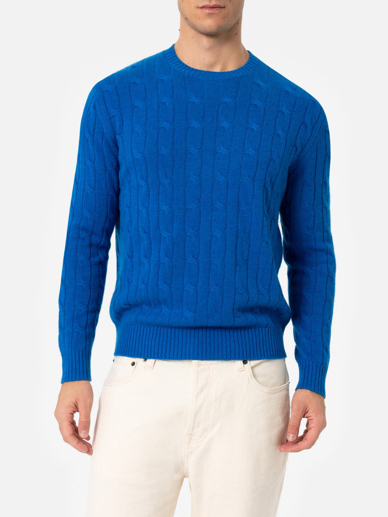 Maglione girocollo in misto cashmere bluette da uomo Regent