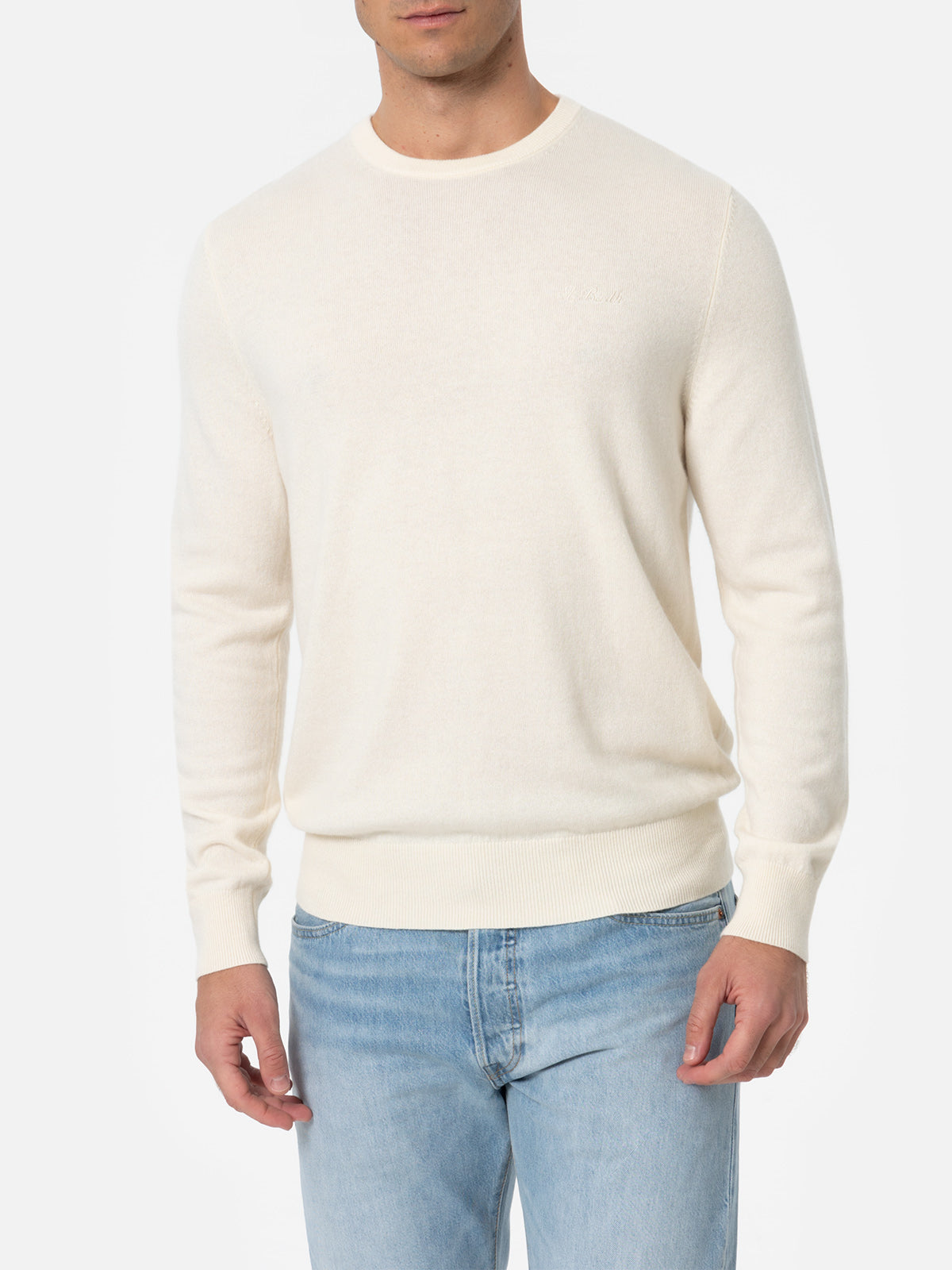 Man white crewneck cashmere blend sweater Regent - MC2 Saint Barth